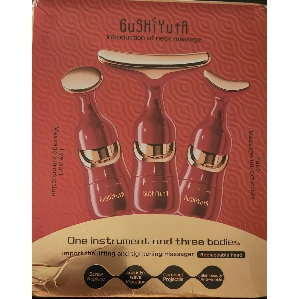 GuShiYuTa 3-in-1 Facial Neck Massager Lifting Tightening Device Red Gold H2/310